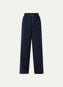 Bellerose Dames Solene mid waist loose fit broek in wolblend met krijtstreep en steekzakken in de kleur Donkerblauw