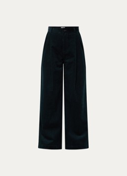 Bellerose Dames Sixtine high waist wide fit broek met structuur in de kleur Donkergroen