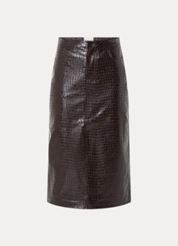 Bellerose Dames Halina midi rok van imitatieleer met split in de kleur Donkerbruin