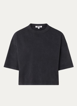 Bellerose Dames Voss cropped T-shirt met ronde hals in de kleur Antraciet