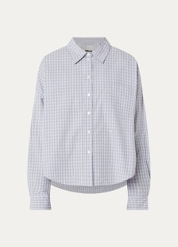 Bellerose Dames Ginger62 oversized blouse met ruitdessin en borstzak in de kleur Wit