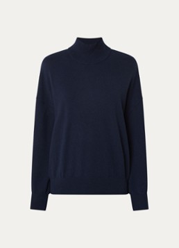 Bellerose Dames Sonys fijngebreide trui in kasjmierblend met col in de kleur Donkerblauw