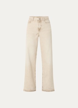 Bellerose Dames Parthe high waist wide fit jeans met gekleurde wassing in de kleur Beige