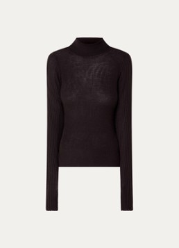 Bellerose Dames Ribgebreide trui van merinowol met col in de kleur Bruin