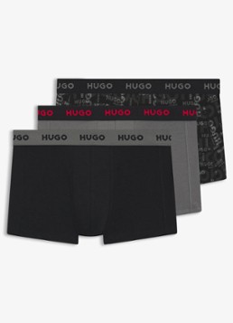 HUGO Heren Boxershorts met logoband in 3-pack in de kleur Grijs