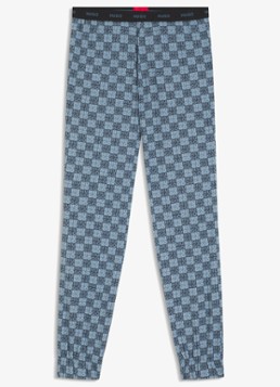 HUGO Heren Pyjamabroek met logoprint in de kleur Blauwgrijs