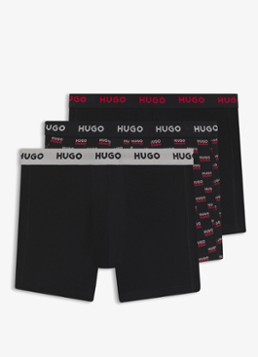HUGO Heren Boxershorts met logoband in 3-pack in de kleur Rood