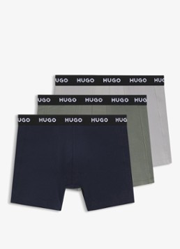 HUGO Heren Boxershort met logoband in 3-pack in de kleur Open Grey-070 / Grijs