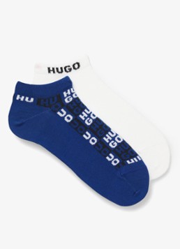 HUGO Heren Sokken met logo in 2-pack in de kleur Donkerblauw