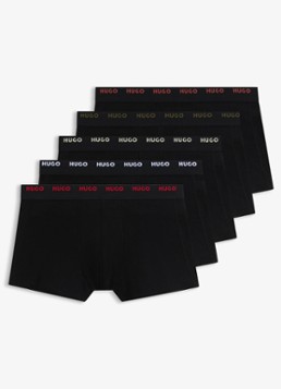 HUGO Heren Set van vijf korte boxershorts met logotailleband van stretchkatoen in de kleur