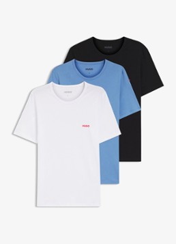 HUGO Heren Set van drie katoenen T-shirts in meerdere kleuren met logoprint in de kleur Open Miscellaneous-970