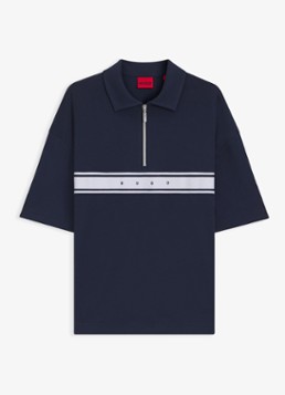 HUGO Heren Regular fit polo met halve rits in de kleur Donkerblauw