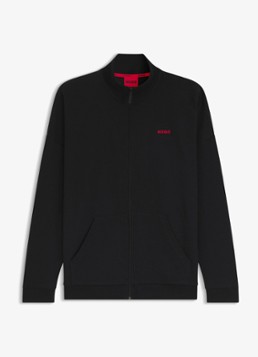 HUGO Heren Sweatvest met wafelstructuur in de kleur Zwart