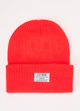 Lil' Boo Meisjes Hygge grofgebreide muts met logo in de kleur Rood, maat: 1-3y