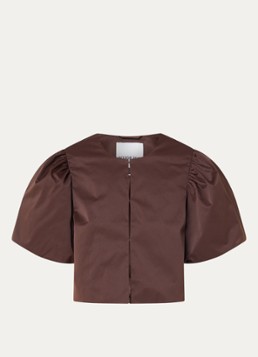 ROUGE EDIT Dames Roudetta blouse met ballonmouw in de kleur Donkerbruin, maat: 42