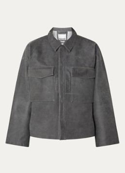 ROUGE EDIT Dames Roubrooklin overshirt van lamsleer in de kleur Grijs, maat: 36