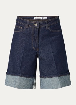 ROUGE EDIT Dames Roumartine high waist wide fit korte broek van denim in de kleur Indigo, maat: 40