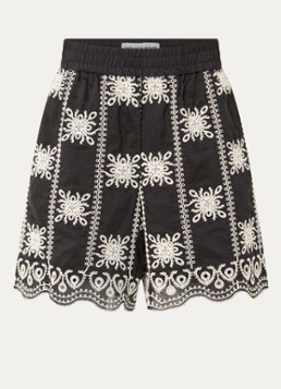 ROUGE EDIT Dames Rounala high waist straight fit korte broek met borduring in de kleur Zwart, maat: 38
