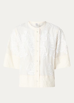 ROUGE EDIT Dames Rouzella blouse met bloemborduring in de kleur Creme, maat: 36