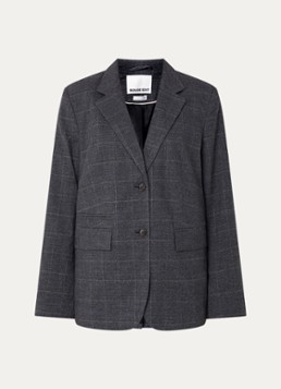 ROUGE EDIT Dames Cara blazer met ruitdessin en opgestikte zakken in de kleur Antraciet, maat: 34