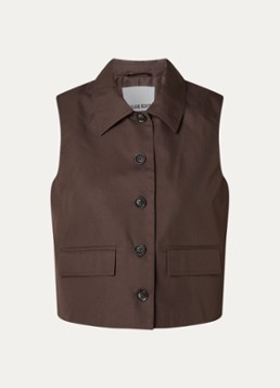 ROUGE EDIT Dames Fransiska gilet van canvas met klepzakken in de kleur Bruin, maat: 34