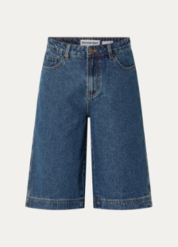 ROUGE EDIT Dames Jolie high waist straight fit korte broek van denim met donkere wassing in de kleur Indigo, maat: 36