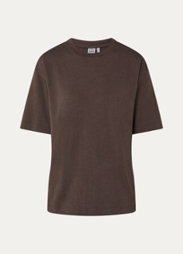 ROUGE EDIT Dames Sophie T-shirt met logoborduring in de kleur Bruin, maat: M