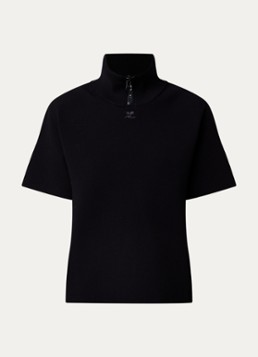 Courrèges Dames Top met logoborduring en col in de kleur Zwart, maat: L