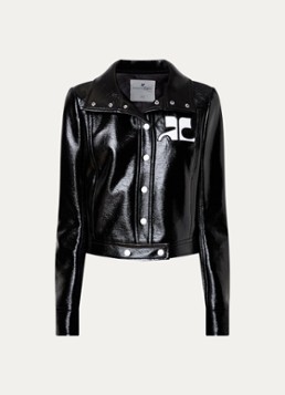 Courrèges Dames Jack van imitatieleer met logo en glanzende finish in de kleur Zwart, maat: 38