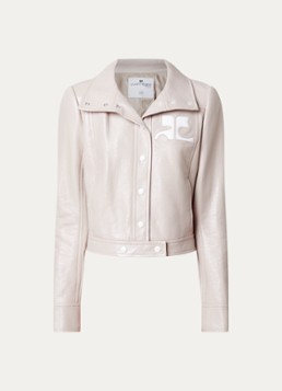 Courrèges Dames Jack van imitatieleer met logo en glanzende finish in de kleur Creme, maat: 34