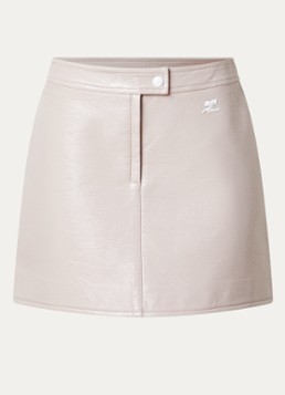 Courrèges Dames Mini rok van imitatieleer met glanzende finish in de kleur Creme, maat: 34