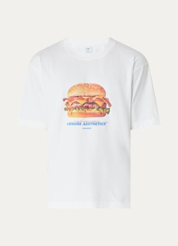 Pockies Heren L.A. Burger T-shirt met logoprint in de kleur Wit, maat: XL