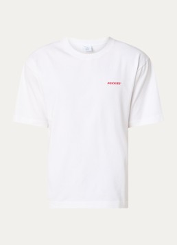 Pockies Heren Lobster T-shirt met logo- en backprint in de kleur Wit, maat: S