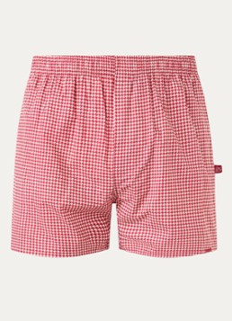 Pockies Heren Houndstooth boxershort met pied-de-poule dessin in de kleur Rood, maat: L
