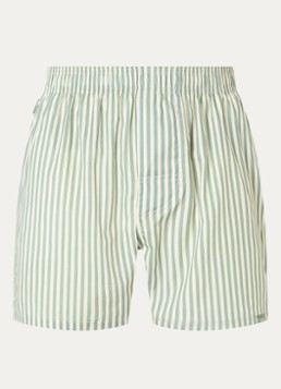 Pockies Heren Boxershort van katoen met streepprint in de kleur Olijfgroen, maat: S