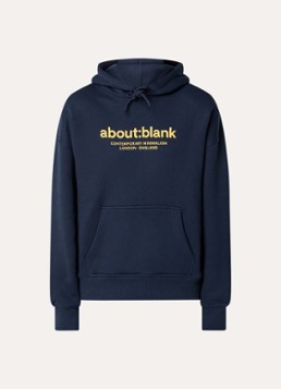 About:blank Heren Garcon hoodie met logoprint in de kleur Donkerblauw, maat: X