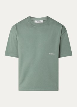 About:blank Heren Box T-shirt met logo- en backprint in de kleur Lichtgroen, maat: S