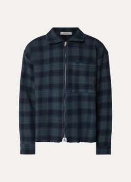 About:blank Heren Overshirt met ruitdessin en borstzak in de kleur Donkerblauw, maat: L