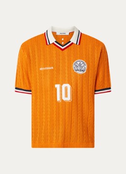 About:blank Heren Worldcup polo met print en structuur in de kleur Oranje, maat: S