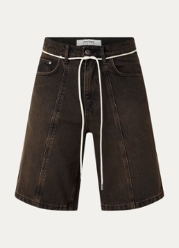 About:blank Heren Wide fit korte broek van denim met verwassen afwerking in de kleur Donkerbruin, maat: S