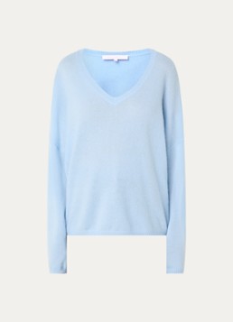 Absolut Cashmere. Dames Alicia fijngebreide pullover van kasjmier met V-hals in de kleur Lichtblauw, maat: M