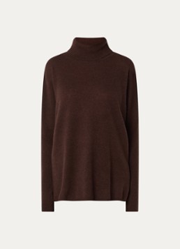 Absolut Cashmere. Dames Clara fijngebreide trui van kasjmier met col in de kleur Roodbruin, maat: L