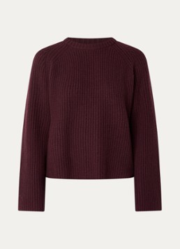 Barbour Dames Renata grofgebreide trui in de kleur Donkerrood, maat: 42