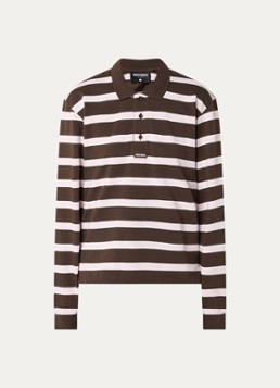 WRSTBHVR Dames Seth fijngebreide polo met streepprint in de kleur Bruin, maat: S