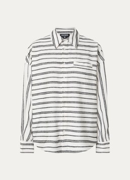 WRSTBHVR Dames Tavi oversized blouse met streepprint en logo in de kleur Wit, maat: XS