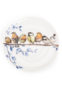 Heinen Delfts Blauw Bosvogels wandbord 26 cm Wit - Deal