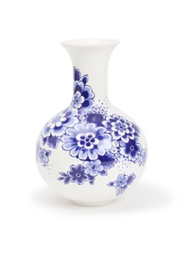 Heinen Delfts Blauw Bloemen vaas 20 cm Blauw - Deal