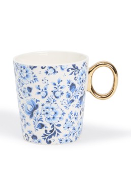 Heinen Delfts Blauw Sierlijke Bloem kopje 30 cl Blauw - Deal