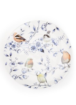 Heinen Delfts Blauw Bosvogels met bloesem wandbord 31 cm Wit - Deal