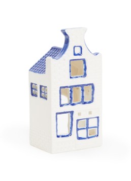 Heinen Delfts Blauw Huisje Halsgevel waxinelichthouder Blauw - Deal